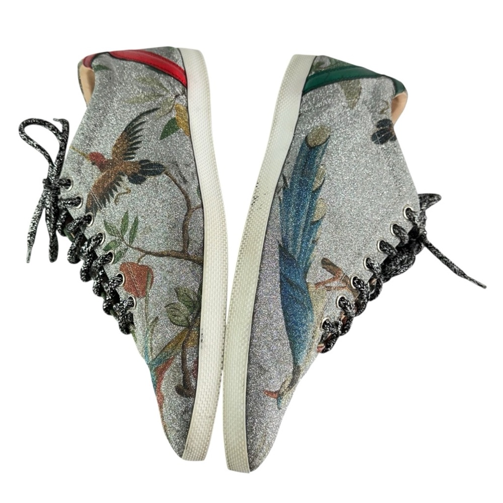 GUCCI 449985 Sparkle Tian Bird Silk Men's Sneakers Made in Italy 10-10.5US - Picture 8 of 12